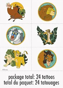 Lion King Party Temporary Tattoos | Assorted Designs | 24 Pcs