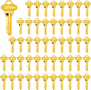 50PCS Brass Finish Key Blanks, 6 Pin SC4 Uncut Blank Keys