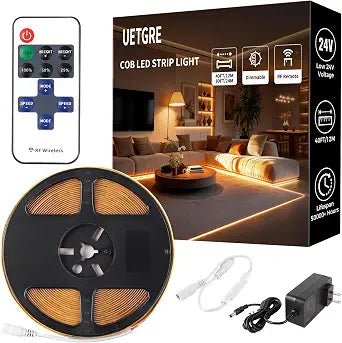 40Ft COB LED Strip Lights, Warm White 3000K