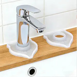Compact Silicone Kitchen Sink Faucet Splash Proof Mat, Tap Water Diversion Splash Guard Drain Pad(Clear,2PCS)
