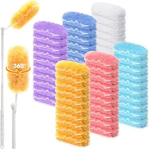 Reallnaive 60 Pcs Duster Refills 360 Heavy Duty with 1 Extendable Handle