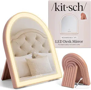 Kitsch Arch Desk Vanity Mirror with Lights - Terracotta