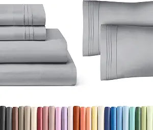 Steel Blue 4-Piece Sheet Set & Pillowcase Bedding Bundle (Queen Size) - Complete Queen Sheet Set & 2 Pillowcases with Deep Pockets up to 16 inches - Hotel Luxury Quality - Soft, Breathable and Cooling