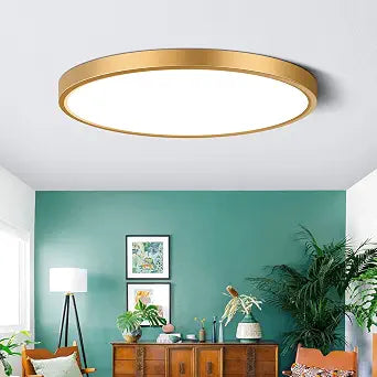 9 Inch Gold LED Flush Mount Ceiling Light, 5000K Daylight White Low Profile LED Ceiling Light, 18W 1800LM, Round Slim Flat Ceiling Lights Fixture for Closets Bedroom Hallway Stairwells Porch