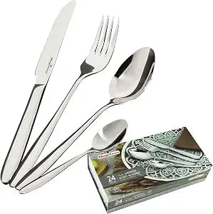 MAGEFESA Granada 24-Piece Silverware Set  Premium Stainless Steel Flatware for 6, Elegant & Durable, Gift-Ready Blue Box Included