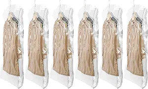 TAILI Hanging Vacuum Storage Bags Clothes, Coats, Jackets,6 Jumbo Clear