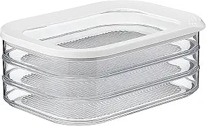 Mepal Modula Rounded Stackable Food Storage Box | 3 Compartments with 1 Universal Transparent Framed Lid | Ideal for Cold Cuts, Cheese, and More | BPA-Free, Nordic White (17oz/500ml)