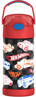 THERMOS FUNTAINER Water Bottle with Straw, 12oz, Hot Wheels