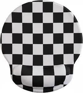 Ohocut Black White Checkered Mouse Pad with Gel Wrist Rest, Wrist Support, Ergonomic Desk Accessories for Women, Office Laptop Gaming Decor, Cute Aesthetic Check Design