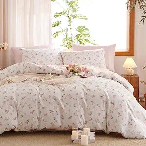 Floral Comforter Set Twin Size Pink Bedding Sets for All Season
