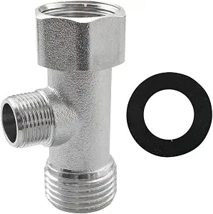 CHENJIN Bathroom T Fitting Adapter T Shaped Brass Fitting for Standard Household Toilets Handheld Showerheads Sinks Faucets and Pipe Connections 1/2 x 1/2x 9/16inch