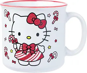 Silver Buffalo Sanrio Hello Kitty Candy Canes, Ceramic Camper Mug, 20oz