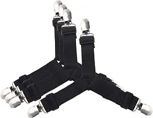 Mini Skater 4 Pack Bed Sheet Holder Straps Triangle Adjustable Sheet Fasteners Grippers Suspenders Heavy Duty Metal Holder Clip for Twin Full King Queen Size Sofa Cushion Fitted Mattress Pad Cover