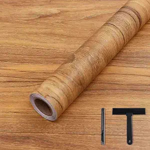 COSNIGHT Wood Grain Contact Paper with Tools, Peel and Stick Wallpaper