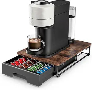 EVERIE Coffee Pod Drawer for Nespresso Vertuo Capsules, Rustic Brown