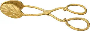 Creative Co-Op Embossed Leaf Shaped Tongs, Gold