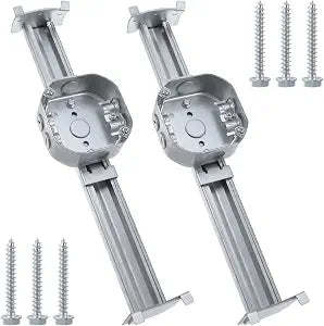 2 Pcs Adjustable Ceiling Fan Bracket Ceiling Mounting Bracket Electrical Box for Fans and Light Fixtures, 14.2 Inches Long Galvanized Iron Electrical Box with Adjustable Bar Hanger