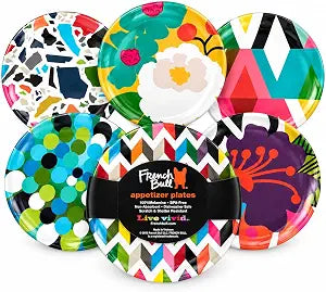 French Bull Melamine Assorted Plates-6 Piece Set -Melamine Dinnerware-Platter, Serving, Party, Platter, Dish (6" Appetizer Plate, Assorted)