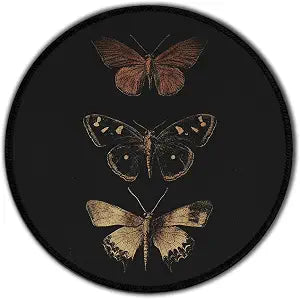 Vintage Gothic Moth Butterfly Round Mouse Pad with Stitched Edge Non-Slip, Moody Dark Academia Mouse Mat for Computer Laptop Home Office Desk Accessories 8.6x8.6 in