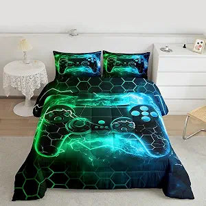 Feelyou Kids Boys Green Gamer Bedding Set Full Size