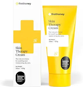FIRST HONEY�� Manuka Honey Cream for Dry & Itchy Skin | Fast Relief for Eczema, Rosacea, Psoriasis, & Dermatitis | Natural & No Fillers | Safe for Babies & Toddlers | 3.5 oz