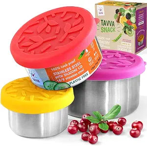 TAVVA Stainless Steel Snack Containers for Kids, Leakproof, 12oz 7oz 3oz