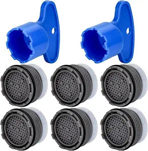 6 Pieces Faucet Aerators with Faucet Aerator Removal Tool 18.5 mm Water Saving Flow Restrictor Set Replacement Part for Bathroom or Kitchen