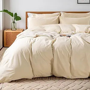 NEXHOME PRO Duvet Cover Twin XL 100% Washed Cotton, Breathable, Durable, Textured, Linen Like, Home Bedding Set 68"x90"