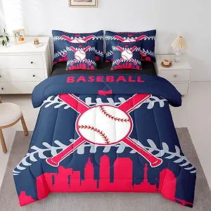 Erosebridal 7 Pcs Comforter Set,Sports Bed in a Bag with Flat Sheet Queen