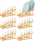 Bamboo Dish Rack, 6 Pack, Bamboo Plate Organizer