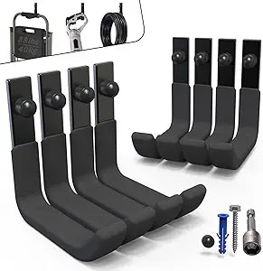 4 Inch Garage Hooks Heavy Duty, Utility Wall Mount Ladder Hooks
