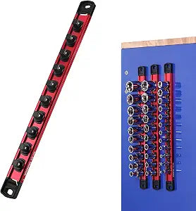 WORKPRO Magnetic Socket Organizer, 3/8" Adjustable Push-Button Socket Rail