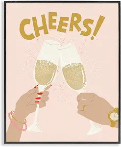 Cheers Drinks Celebration Kitchen, 11 x 14 Inch Framed Gicle Print