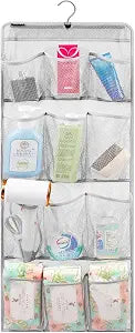 Mesh Shower Organizer Hanging Caddy Quick Dry Bathroom Storage for Toiletry Accessories with Rotating Hanger (12 Pockets)