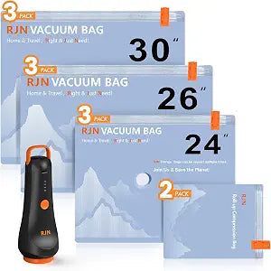 RJN Vacuum Storage Bags with Electric Pump, Vacuum Seal Bags for Clothing