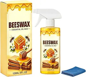 Beeswax Wood Polish Spray, Beeswax Floor Furniture Spray Polish and Cleaner, Multipurpose Wood Polish Spray for Rooms,Kitchens,Wood Furniture Floors (120ML)