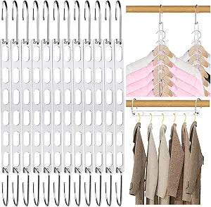 12 Pack Space Saving Hangers for Clothes: Collapsible Metal Hanger