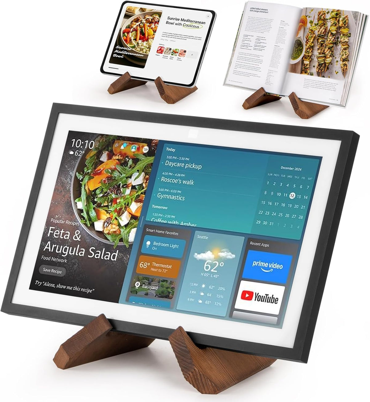 ANBOXIT Solid Wood Stand Stand for Echo Show 15/21, Rustic Display Holder