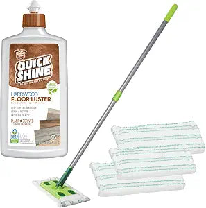 Quick Shine Wet & Dry Mop Kit w/3 Microfiber Pads & Luster 16 oz