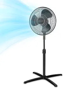 PELONIS 16" Adjustable Oscillating Pedestal Fan for Bedroom, Black