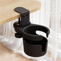 No Drill Desk Cup Holder Clamp, 360 Rotating Anti-Spill Table Cup Holder, Adjustable Clip on Cup Holder for Gaming Desk, Gamer Gift, Drink Holder for Coffee Cup, Office Accessories
