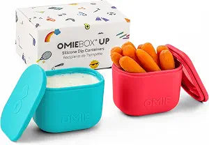 Omie OmieBox UP Leakproof Dip Containers, 2 Pack, Pink/Teal