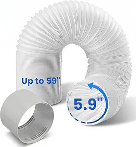 5.9 Inch Portable Air Conditioner Hose with Coupler Anti-Clockwise Thread AC Exhaust Vent Duct Hose Universal AC Hose Kit Parts Accessories, 59" Length