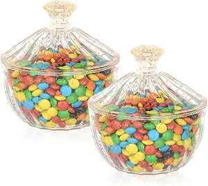 hotder 300ml 2pcs Acrylic Candy Can With Lid, Christmas Sweetmeat Dish, Candy Cookie Jars, Jewelry Box, Biscuit Containers Food Storage, Decorative Jar