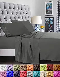 Elegant Comfort 1500 Premier Luxury Hotel Quality Super Soft Wrinkle Free and Fade Resistant 4-Piece Bed Sheet Set, King, Gray