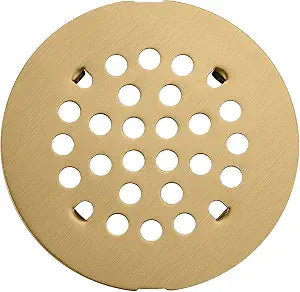 Bropury 4-1/4-Inch Easy-to-Install Snap-in Shower Drain Cover Floor Drain Replacement Cover Stainless Steel (Brushed Gold)