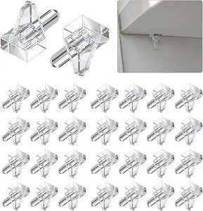 30Pcs Clear Shelf Support Pegs, 5mm Plastic Cabinet Shelf Pins, Transparent Shelf Holder Pins for Kitchen Cabinet, Closet, Bookshelf, Cupboard, Furniture Shelving (Clear-30Pcs, 5mm)