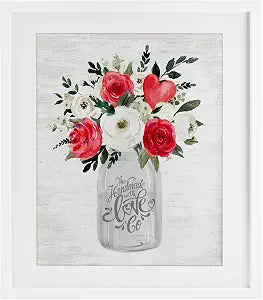 Romantic Handmade Love Bouquet, 13 x 16 Inch Framed Print Under Glass