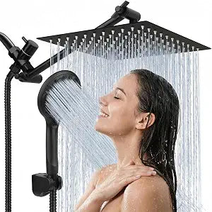 Shower Head, 10'' High Pressure Rainfall/Handheld Shower Combo, Matte Black