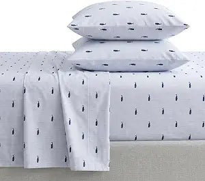 Nautica - Twin Cotton Percale Sheet Set with Matching Pillowcase